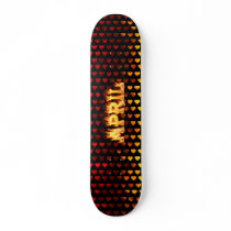 April skateboard fire and flames design.