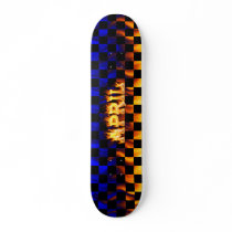 April skateboard fire and flames design.