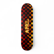 April skateboard fire and flames design.