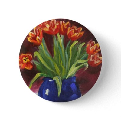 "April Tulips" Pinback Buttons by susanpaynetrutna
