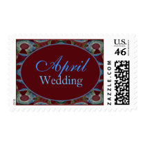 April Turquoise Brown Wedding postage