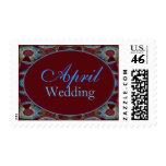 April Turquoise Brown Wedding Stamps