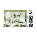 April Wedding Green Postage Stamp