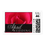 April Wedding Stamps with red rose