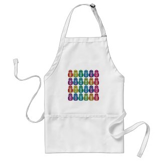 Apron - Cute Rainbow Matryoshka Owl zazzle_apron