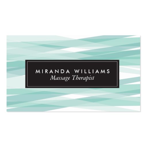 Aqua Abstract Ribbons Business Cards (front side)