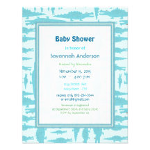Aqua Alligator Pattern Baby Boy Shower Invitations