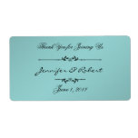 Aqua and Black Elegant Water Bottle Label