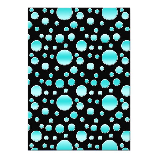 Aqua and Black Polka Dot Bat Mitzvah Invitation