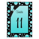Aqua and Black Polka Dot Table Number Card