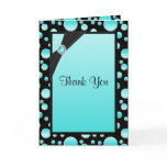 Aqua and Black Polka Dot Thank You Card