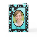Aqua and Black Polka Dot Thank You Card with Photo