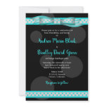 Aqua and Black Polka Dots Invitation