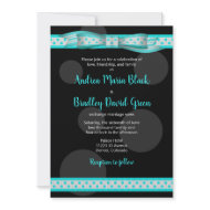 Aqua and Black Polka Dots Invitation invitation