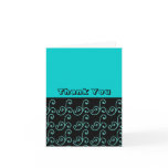 Aqua and Black Swirl Thank You Card