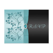 Aqua and Black with Jewel R.S.V.P Postcard