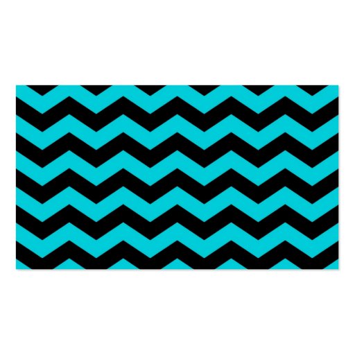 Aqua and Black Zig Zag Pattern Business Card (front side)