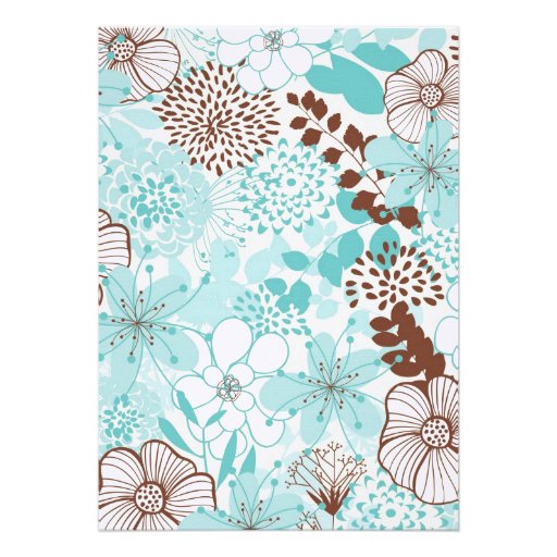 Aqua and Brown Floral Bridal Shower Invitation