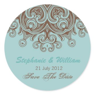 Aqua and Brown Wedding Sticker