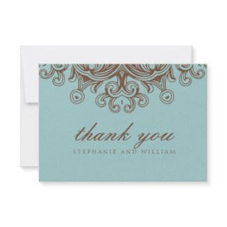 Aqua and Brown Wedding Thank You Card Announcements