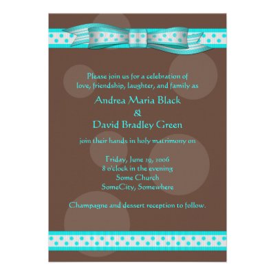 Aqua and Chocolate Brown Polka Dots Invitation