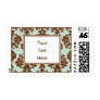 Aqua and Chocolate Damask Custom Postage