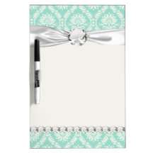 aqua and cream fleur elegant damask Dry-Erase boards