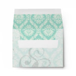 aqua and cream fleur elegant damask envelopes