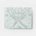 aqua and cream fleur elegant damask envelopes