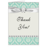 aqua and cream fleur elegant damask greeting card