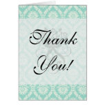 aqua and cream fleur elegant damask greeting cards