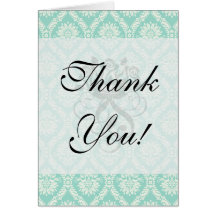 aqua and cream fleur elegant damask greeting cards
