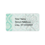 aqua and cream fleur elegant damask personalized address label