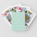 aqua and cream fleur elegant damask bicycle poker deck