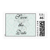 aqua and cream fleur elegant damask postage stamps