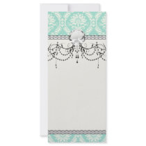 aqua and cream fleur elegant damask custom rack card