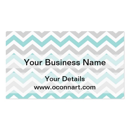 Aqua and gray chevron pattern business card template (front side)