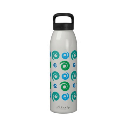 Aqua and Green Swirls Water Bottle
