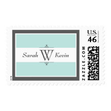 Aqua and Grey Monogram Postage