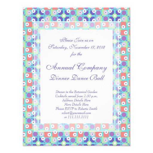 Aqua and Purple Fifties Retro Chic Modern Personalized Announcement
