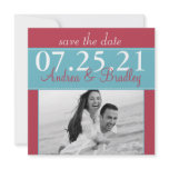 Aqua and Red Save the Date Card invitations