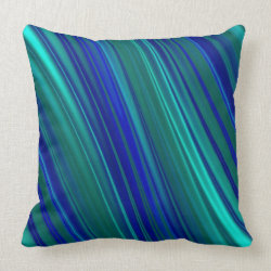Aqua and royal blue wavy stripes pillows