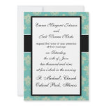 aqua and sage lovely damask pattern design custom invitations