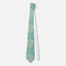 aqua and sage lovely damask pattern neck tie