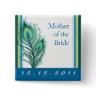 Aqua and seafoam peacock design button