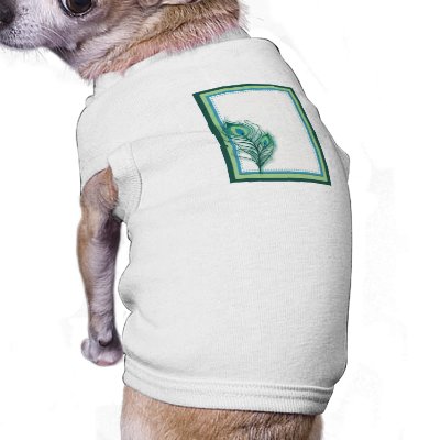 Aqua and seafoam peacock design dog tee by perfectwedding