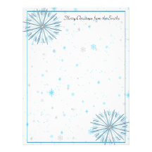 Aqua and Silver Abstract Snowflakes Letterhead Template