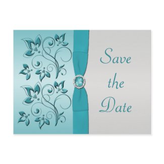Aqua and Silver Quinceanera Save the Date Card postcard