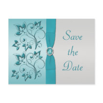 Aqua and Silver Quinceanera Save the Date Card Post Cards