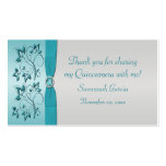 Aqua and Silver Quinceanera/Sweet 16 Favor Tag Business Card Templates